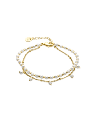 Pulsera fabricada en acero bañado en oro amarillo de 18K, que combina la durabilidad del acero con el lujo del acabado dorado. E