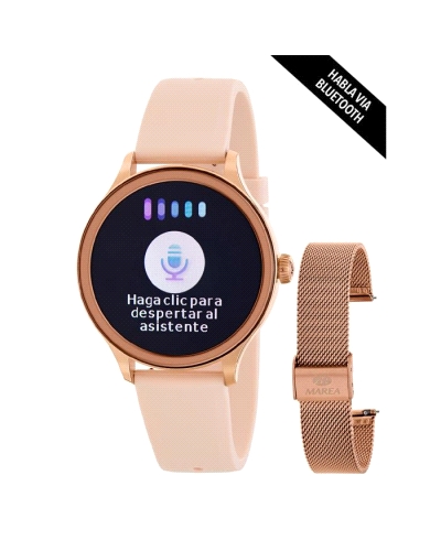 Smartwatch Marea para mujer fabricado en acero inoxidable y silicona en rosado. Estamos ante un atractivo reloj con todas las fu