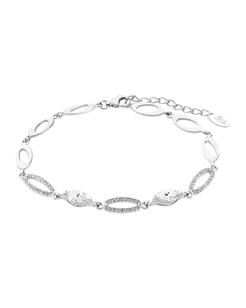 Pulsera Lotus Silver Trendy para mujer. Una original pulsera en plata de ley con eslabones formada por elipses con circonitas.
