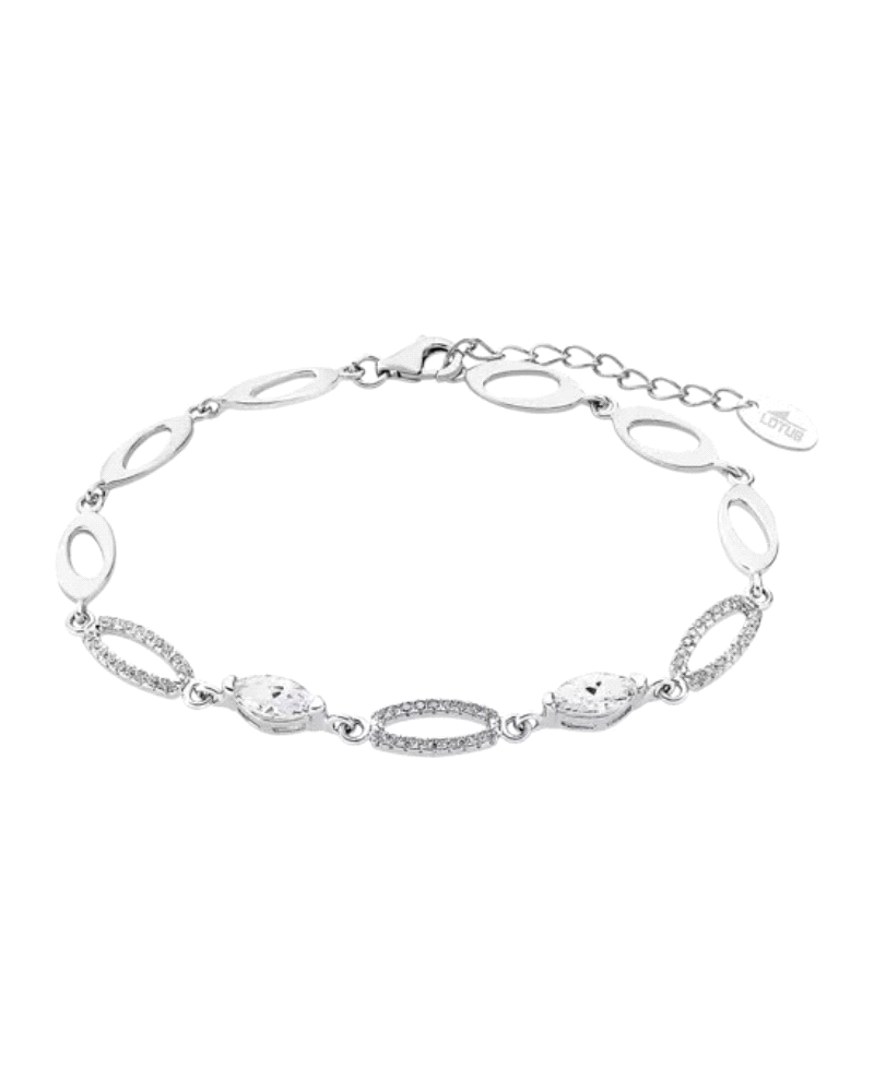 Pulsera Lotus Silver Trendy para mujer. Una original pulsera en plata de ley con eslabones formada por elipses con circonitas.
