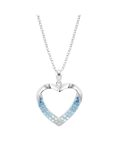 El collar de plata Lotus Silver con forma de corazón y circonitas en tonos azules es una pieza delicada y romántica. Fabricado e