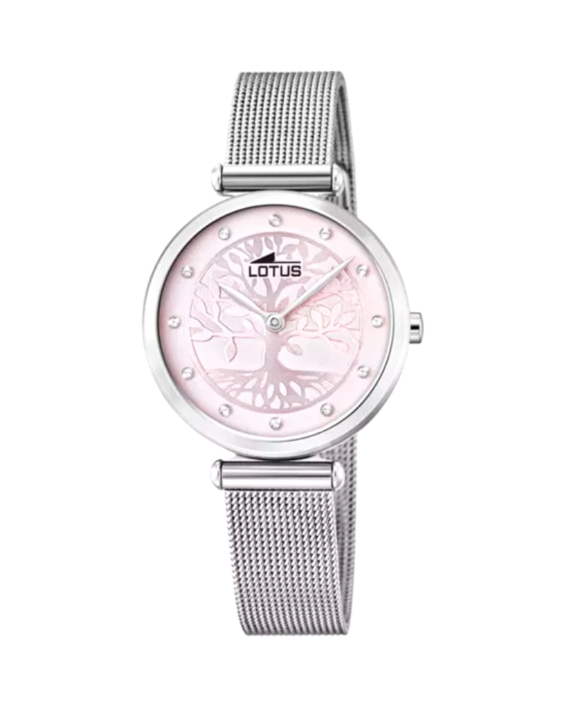 El reloj Lotus 18708/2 para mujer es una pieza única con su caja de acero inoxidable 316l y cristal mineral, además de su correa