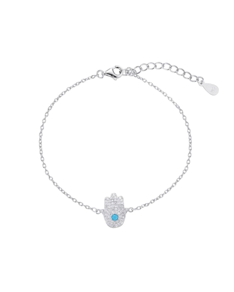 Esta encantadora pulsera de plata rodiada presenta una cadena forzada que combina estilo y elegancia, realzada por un hermoso ha