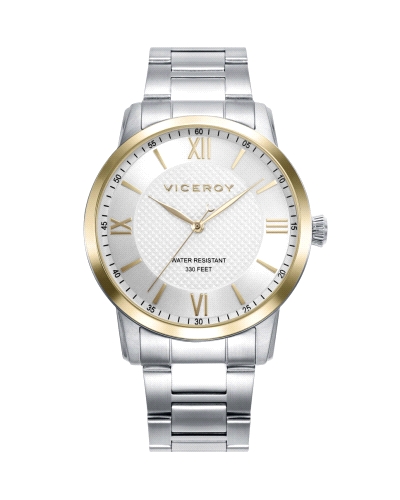 Estilo y durabilidad se combinan en este reloj para hombre Viceroy. La caja y el brazalete bicolor en acero e IP dorado aportan 