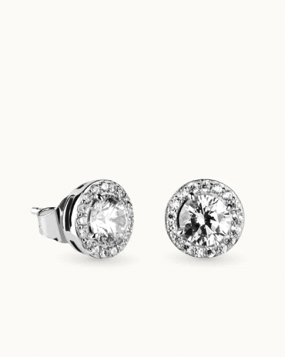 Pendientes en plata de ley 925mls con doble baño de platino y rodio y circonitas EXCELLENCE STAR CUT talladas con los estándares