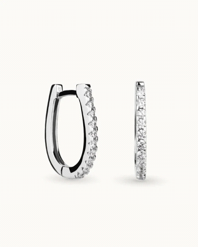 Pendientes en plata de ley 925mls con doble baño de platino y rodio y circonitas EXCELLENCE STAR CUT talladas con los estándares