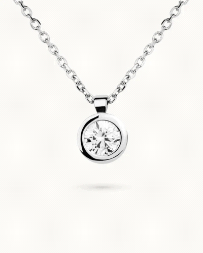 Collar punto de luz en plata de ley 925mls con doble baño de platino y rodio y circonita EXCELLENCE STAR CUT tallada con los est