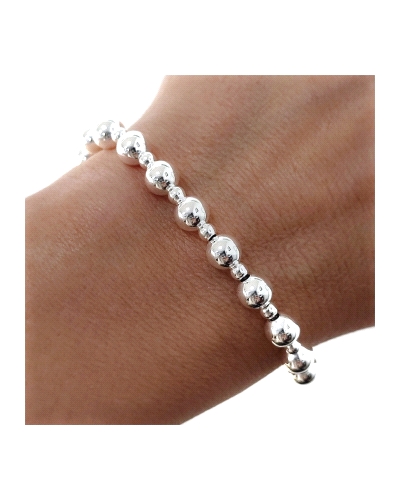 Pulsera de plata con bolas dobles, cuenta con Bolas de 6 mm y 3 mm. Las Bolas Grandes Representan los Grandes Momentos de la vid