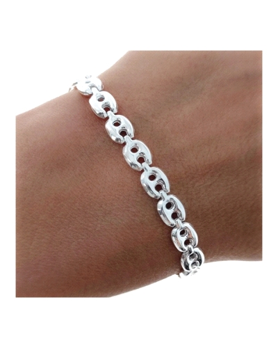 Pulsera de plata con eslabones en calabrote,  que garantizan Durabilidad y Brillo. Elegante y sofisticado Diseño con precisión y