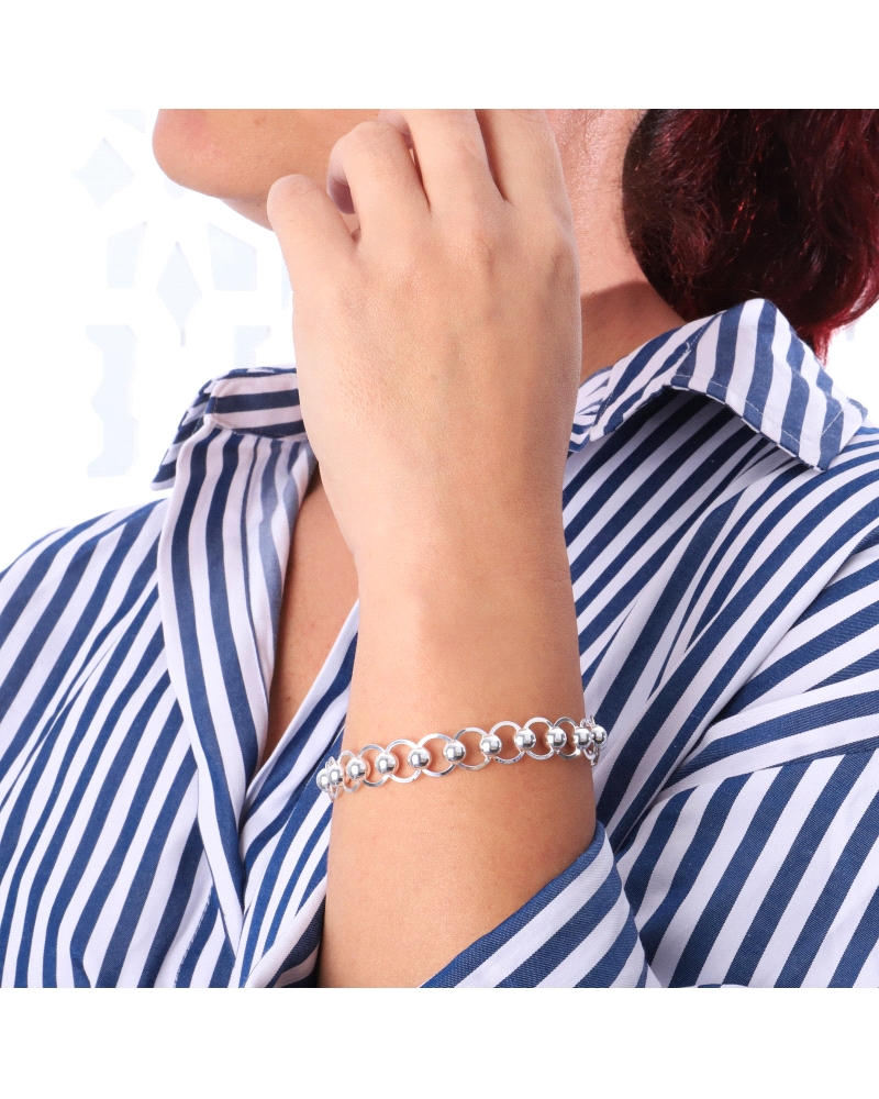 Pulseras de plata mujer de Bolas Plateadas, Bolas de Plata 925, que garantizan Durabilidad y Brillo.  Elegante y sofisticado Dis