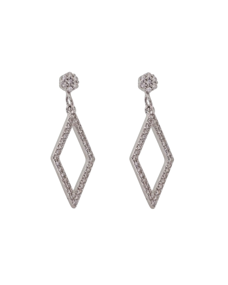 Pendientes Plata mujer Rombos con Circonitas Blancas, elaborados en Plata 925, que garantizan Durabilidad y Brillo. Elegante y s