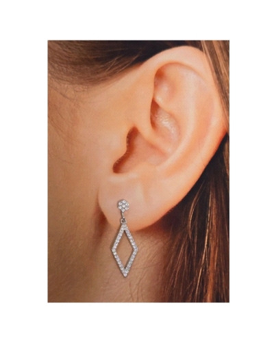 Pendientes Plata mujer Rombos con Circonitas Blancas, elaborados en Plata 925, que garantizan Durabilidad y Brillo. Elegante y s