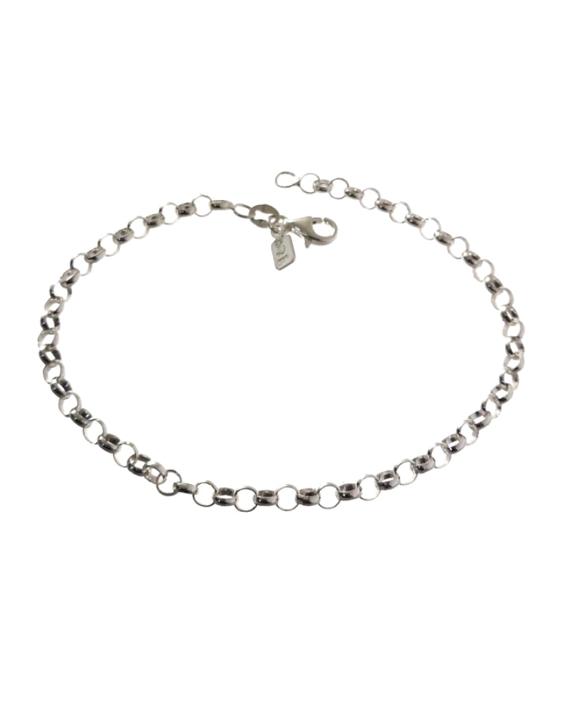 Pulsera plata de ley 925 cadena de rolo . Asa rolo de 3mm ancho y pulsera de 20 cm largo .