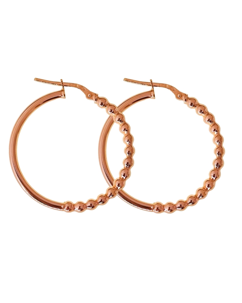 Aro plata de ley 925 chapado mitad bolas ( 3mm ) de 26mm diámetro interior . 

