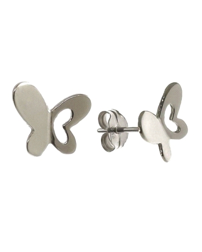Pendiente plata de ley 925 liso mariposa de 9mm largo x 1 cm ancho en presión.