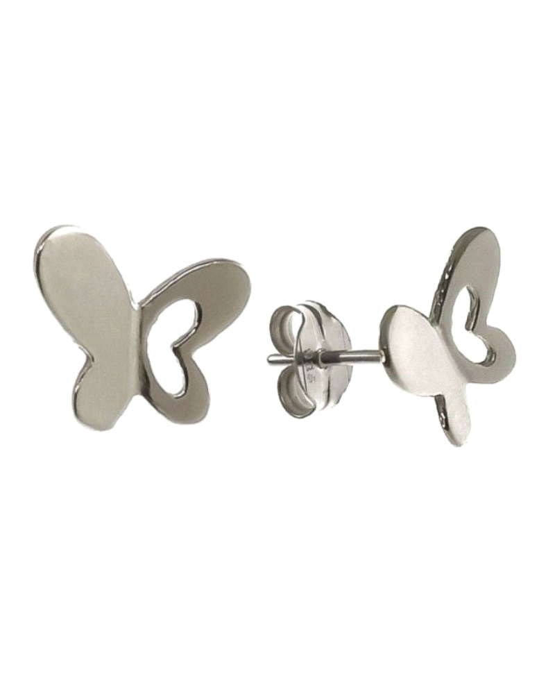 Pendiente plata de ley 925 liso mariposa de 9mm largo x 1 cm ancho en presión.