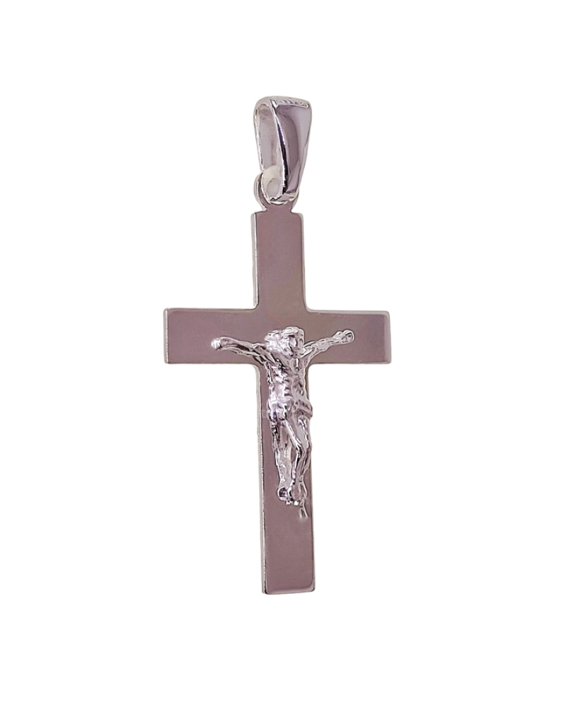 Colgante plata de ley 925 Cruz ( 30mm x 20mm ) con Cristo . 

