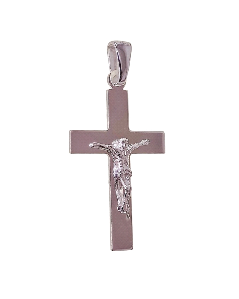 Colgante plata de ley 925 Cruz ( 30mm x 20mm ) con Cristo . 

