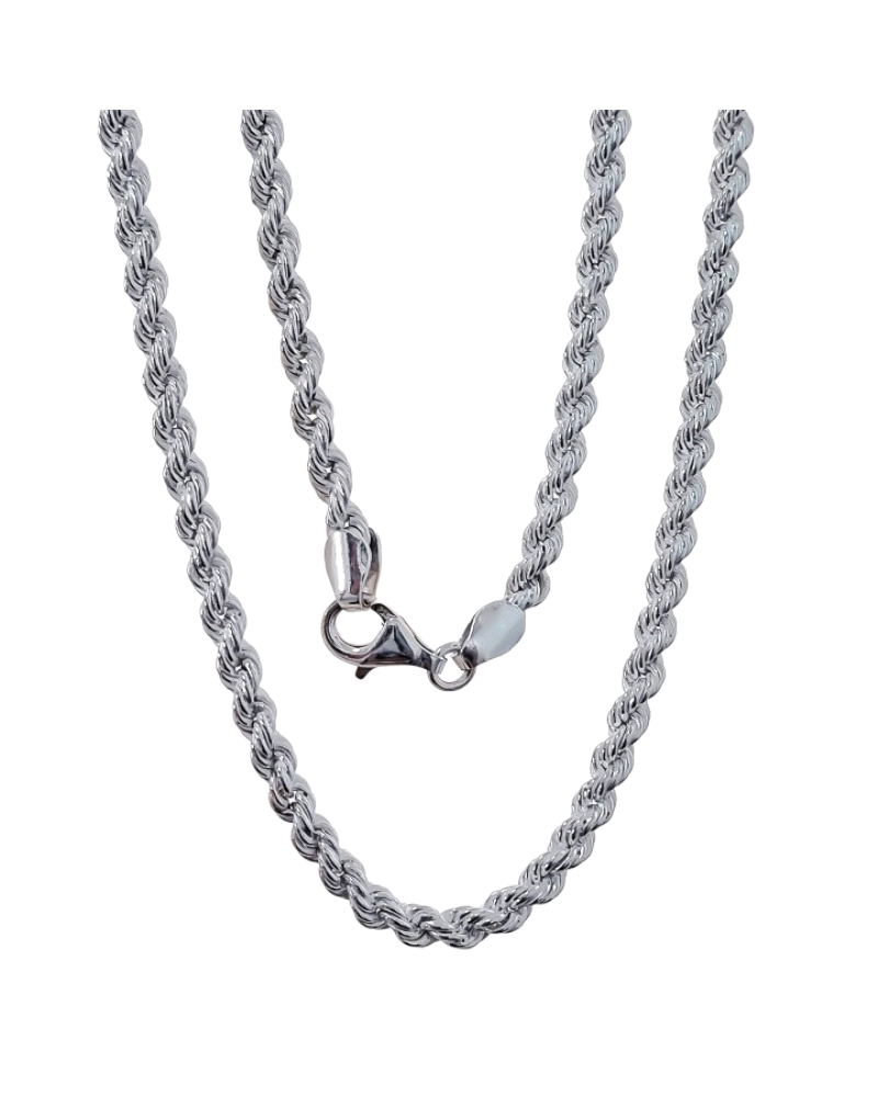 Cadena plata de ley 925 cordón salomónico ( 4mm ) en 60 cm largo . 

