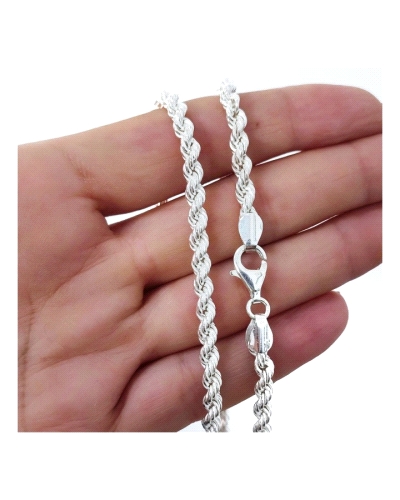 Cadena plata de ley 925 cordón salomónico ( 4mm ) en 60 cm largo . 

