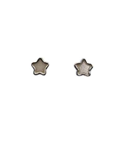 Pendiente de plata estrella esmalte nacar