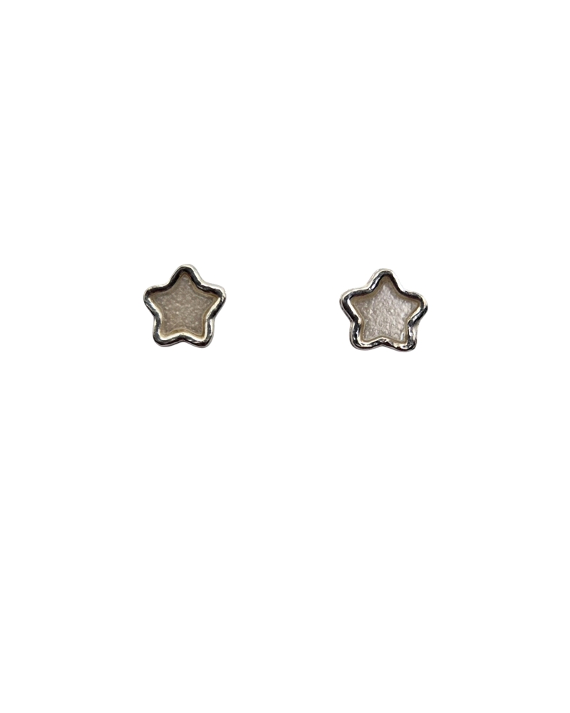 Pendiente de plata estrella esmalte nacar