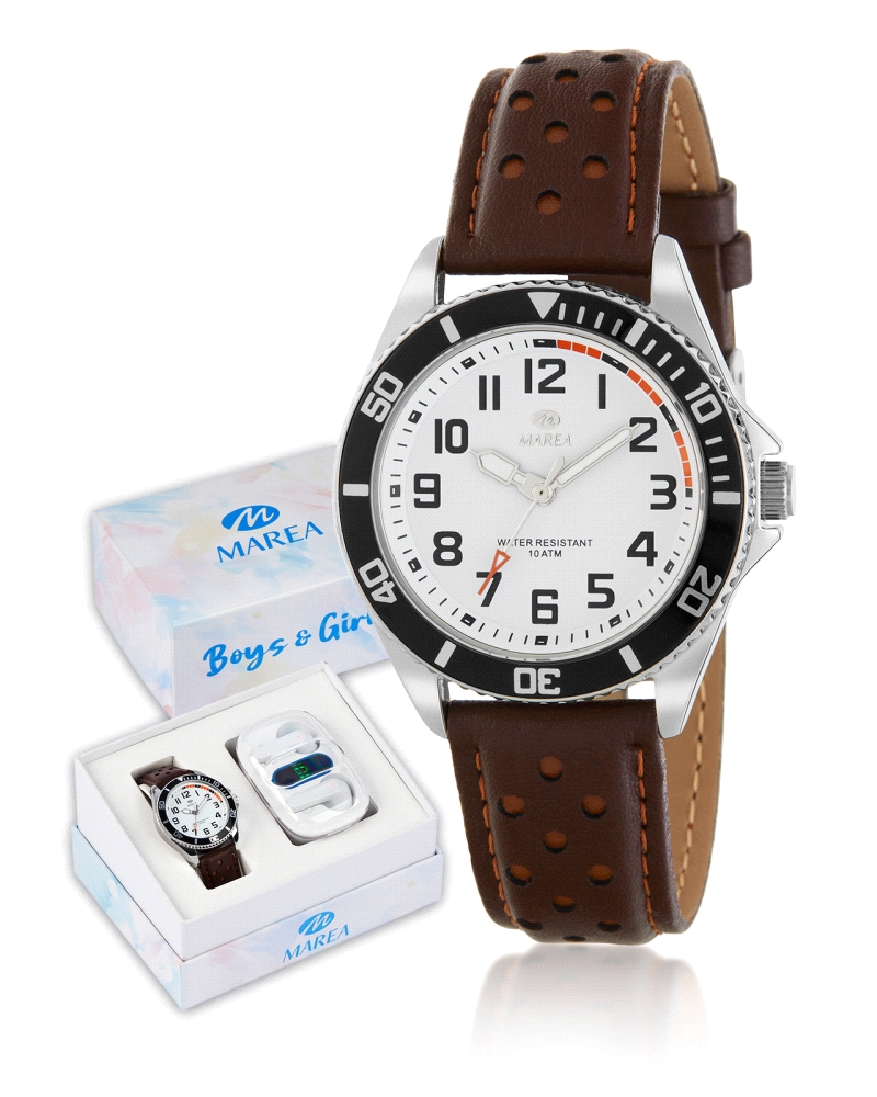 Movimiento japonés: 3 agujas.
Diámetro Caja: 36 mm.
Material Caja: Acero con bisel color negro.
Material Brazalete: Piel colo