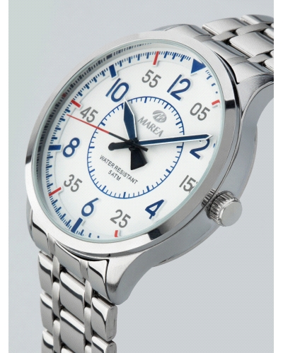 Movimiento japonés: 3 agujas.
Diámetro Caja: 44 mm.
Material Caja: Metal.
Material Brazalete: Acero.
Esfera: Color blanco co