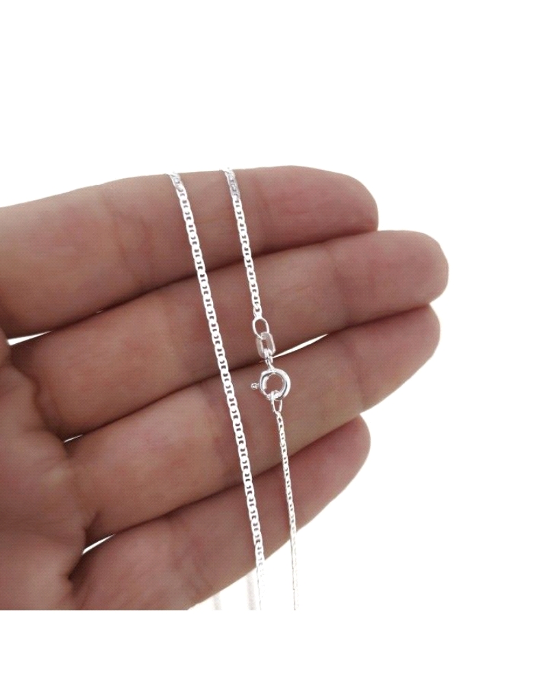 Cadena plata de ley 925 lisa en 40 cm marina martilleada de 0.40 mm grosor