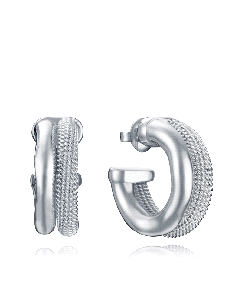 Pendientes de Viceroy de acero chapado en plata 999 de la colección de Laura Escanes, presentan un diseño criolla doble, combina