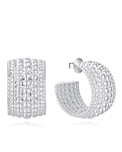 Pendientes de Viceroy de aro abierto de acero chapado en plata 999. Forman parte de la colección de Laura Escanes, su diseño de 