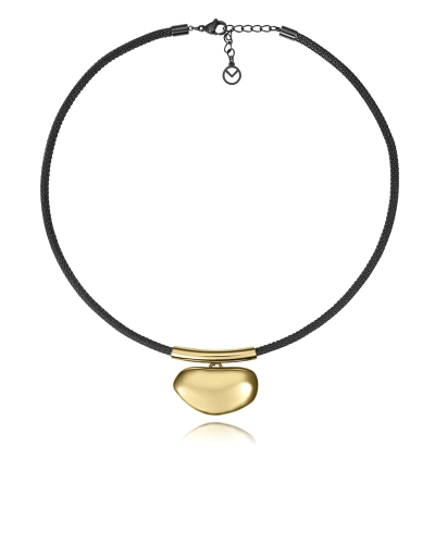 Collar Viceroy de acero Ip negro y dorado, con un colgante de madre perla y una piedra natural desmontable, que añaden un toque 