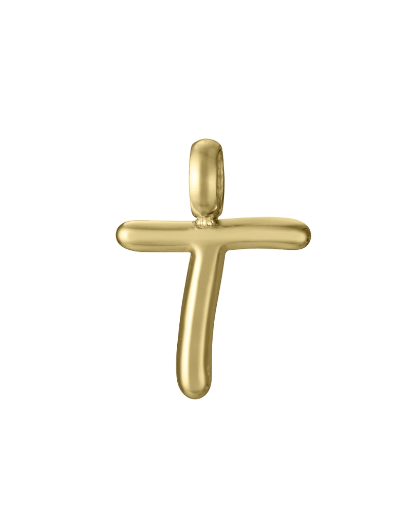 Colgante de Viceroy de acero Ip dorado de la letra T.