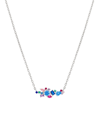 Collar de Marea de la colección Fiore. De plata de primera ley rodiada y circonitas clavadas de diferentes colores. Cierre de mo