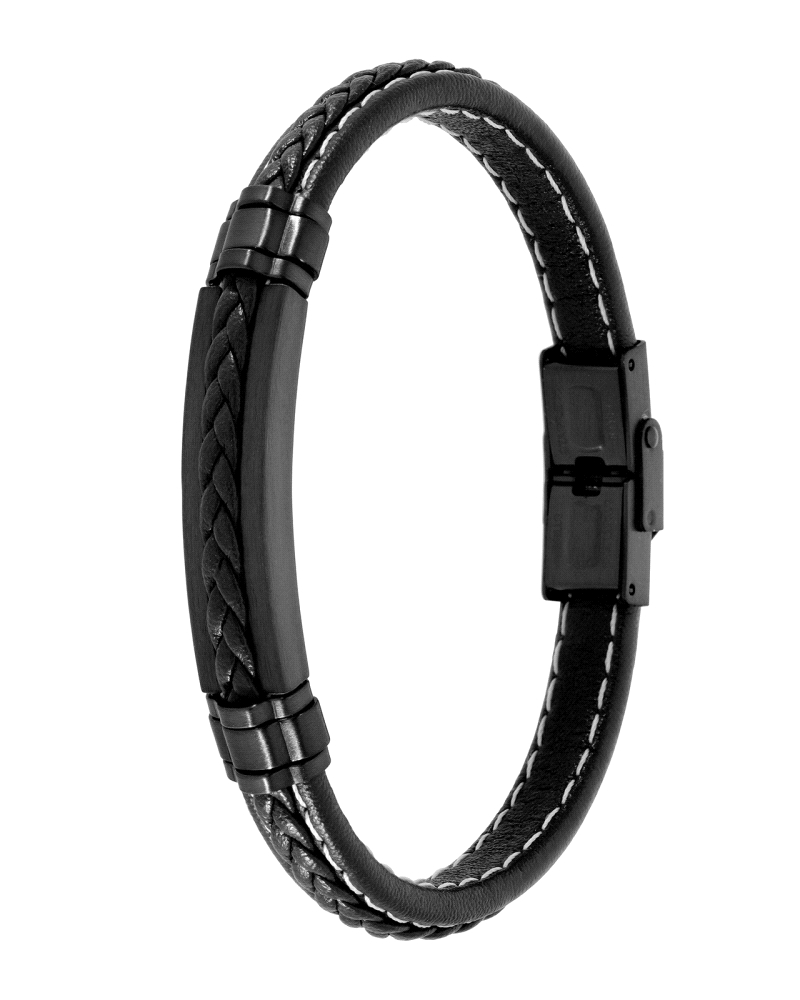 Pulsera de Marea de acero inoxidable de color negro con cuero negro. El material de la caja es de piel/cuero. Diámetro de la caj