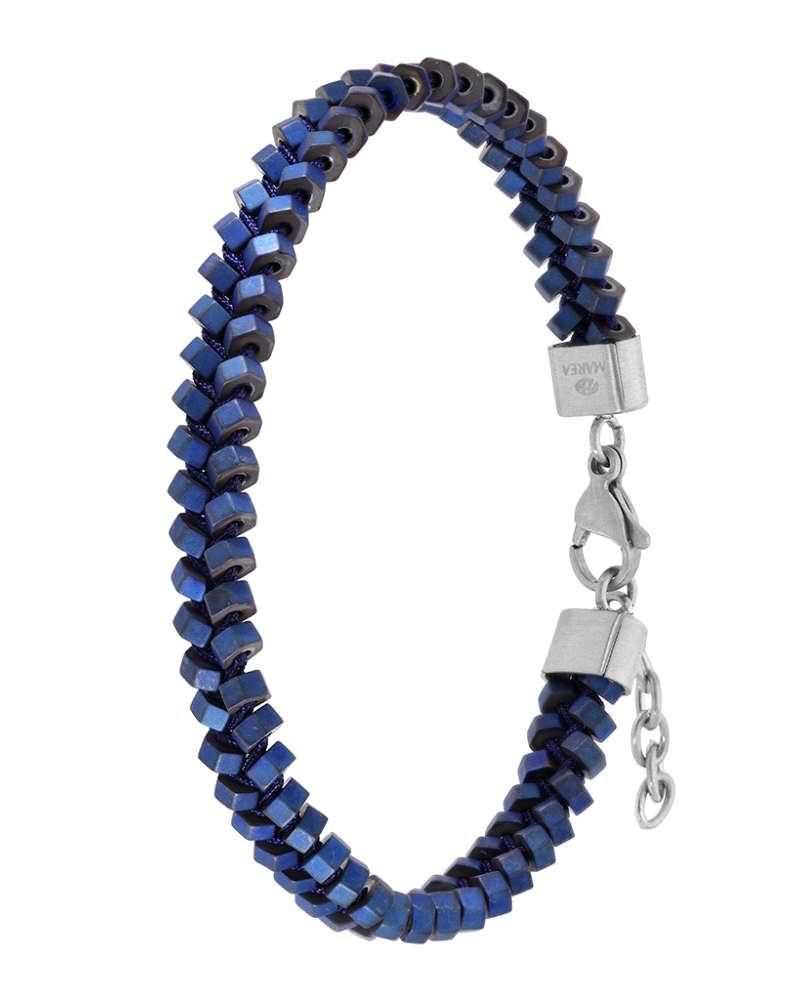 Pulsera de hombre de Marea. Fabricada en acero inoxidable con un efecto mate de color azul marino y una medida de 20 + 3 cm.