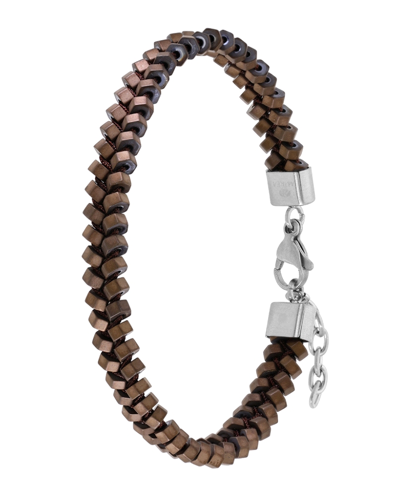 Pulsera de hombre de Marea. Fabricada en acero inoxidable con un efecto mate de color marrón y una medida de 20 + 3 cm.