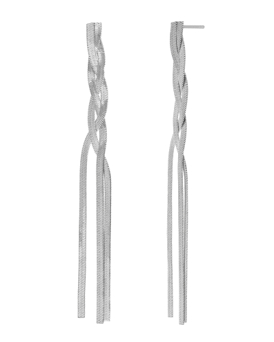 Pendientes de Marea de cadena egipcia trenzada de acero con cierre de mosquetón. Tienen un largo de 7,11 cm.