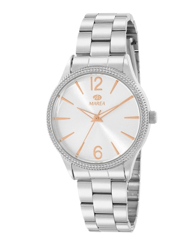 Reloj Marea B41413/1 Mujer con caja redonda de 36 mm y brazalete de acero plateado que envuelve la muñeca con un brillo limpio y