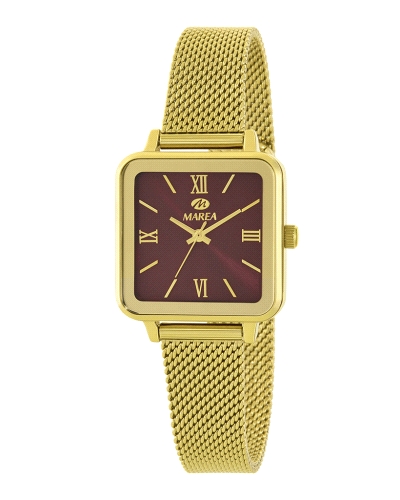 Reloj Marea Mujer B54293/4. Cuenta con caja de acero inoxidable y bisel dorado elegante, acompañado de un brazalete de malla de 