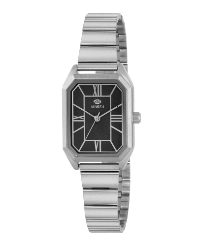 Reloj Marea Mujer B41412/3 con caja de acero 25x31 mm, brazalete de acero y esfera negra. Movimiento quartz, cristal mineral y s
