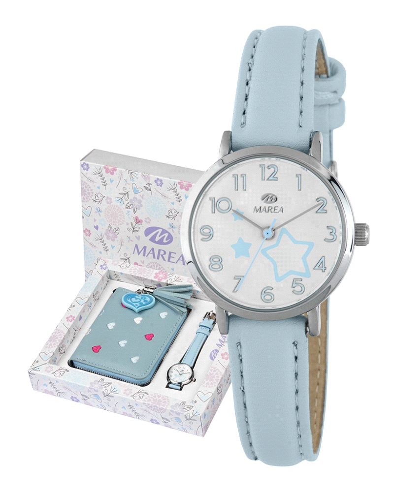 Reloj Marea Niña B41436/5. Su diseño presenta una caja de acero inoxidable de tamaño adecuado para muñecas pequeñas junto con un