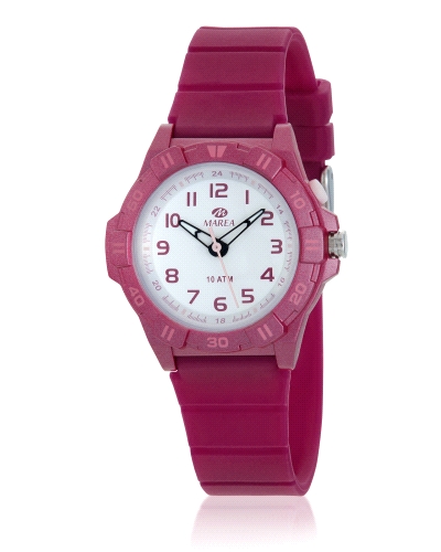 Reloj para niño/a con movimiento japonés de 3 agujas con luz, caja de 34 mm en plástico y correa de silicona. Resistente al agua