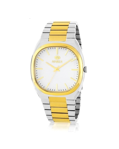 Reloj Marea Hombre B54287/3 con caja de acero bicolor dorado de 43 mm, brazalete a juego y esfera blanca. Movimiento quartz, cri