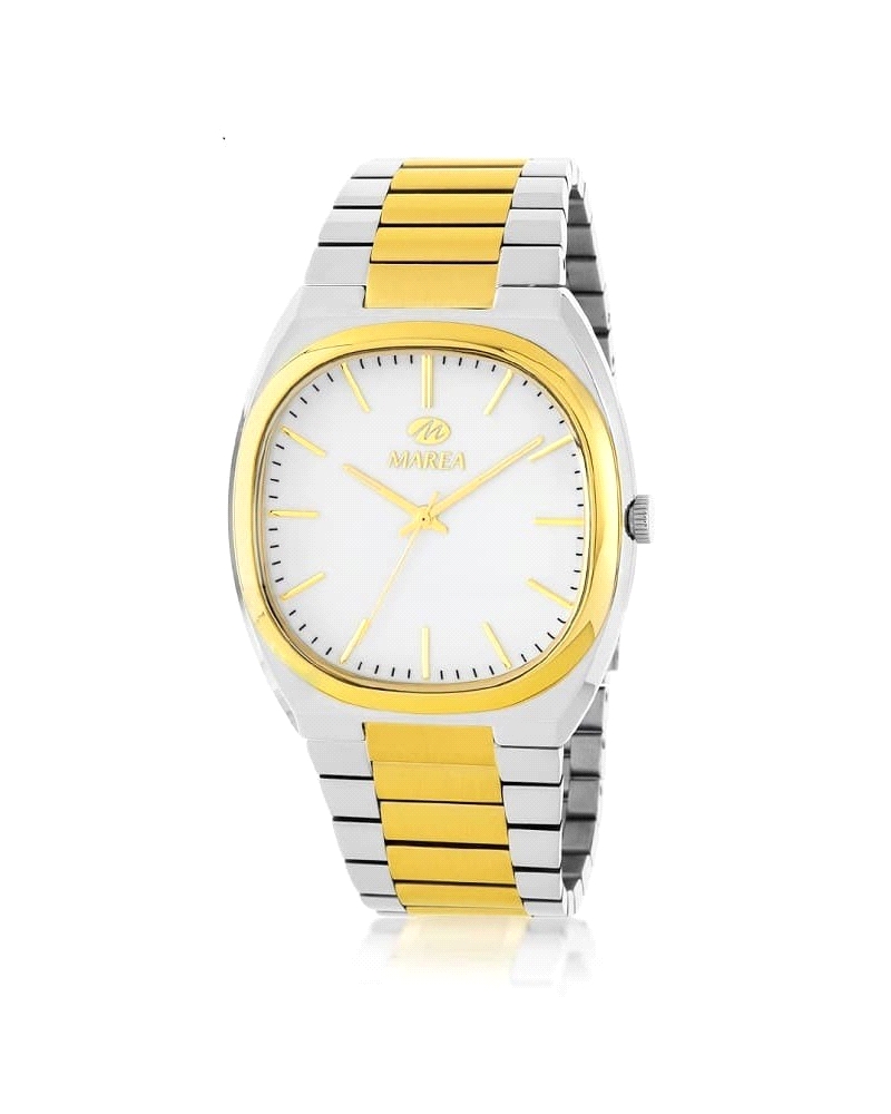 Reloj Marea Hombre B54287/3 con caja de acero bicolor dorado de 43 mm, brazalete a juego y esfera blanca. Movimiento quartz, cri