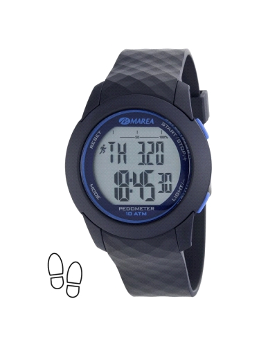 Reloj Marea para hombre fabricado en acero y silicona color negro. Este reloj de diseño deportivo cuenta con caja de 44mm de diá