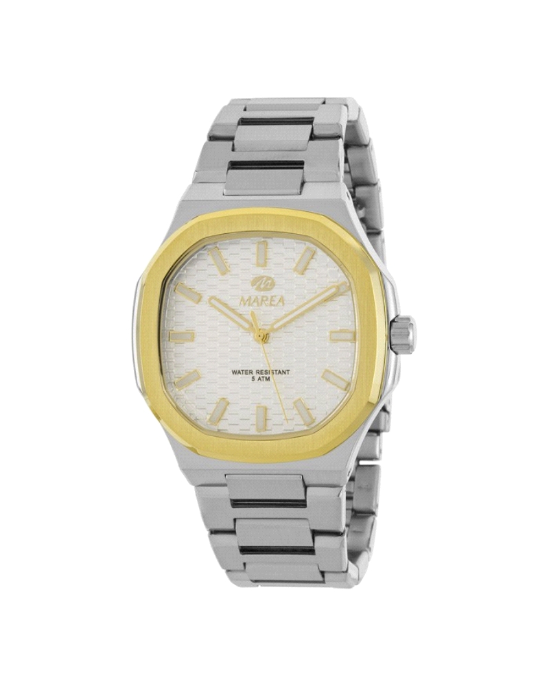 Reloj Marea para hombre de la colección Trendy fabricado en acero inoxidable plateado y dorado. Estamos ante un reloj de diseño 