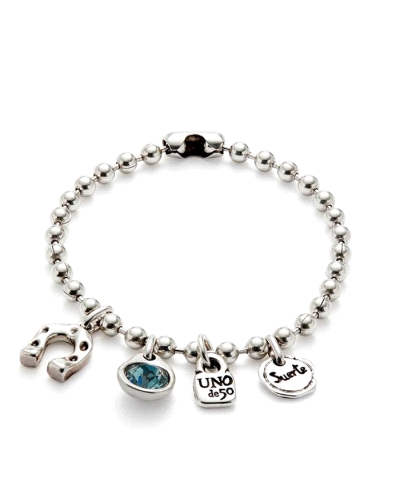 Pulsera UNOde50 para mujer de la colección Ser Único fabricada en aleación de metales bañados en plata con cadena compuesta por 