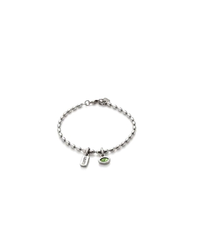 Pulsera UNOde50 para mujer de la colección Ser Único fabricada en aleación de metales bañados en plata con 2 abalorios colgantes
