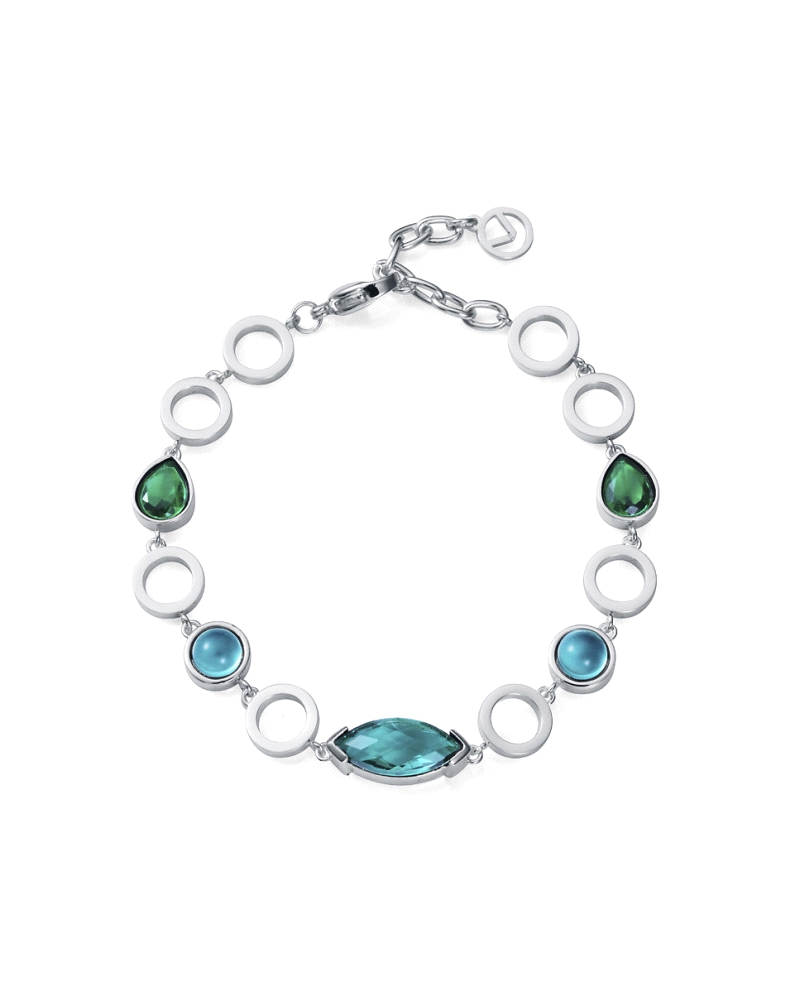 Una pulsera que destaca por su elegancia y frescura, perfecta para añadir un toque de color a cualquier look. Fabricada en acero